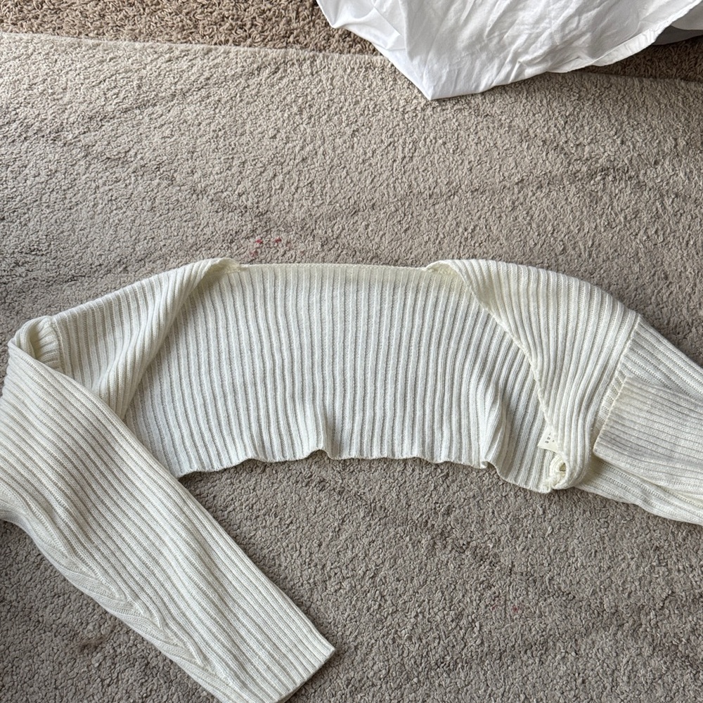 Zara Cream Ribbed Shrug